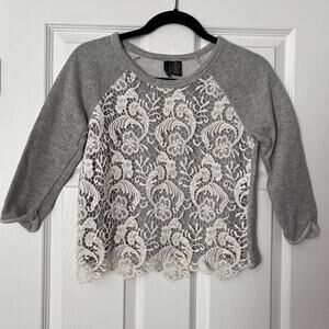 Ultra Flirt Lace Overlay Sweatshirt - Size XS